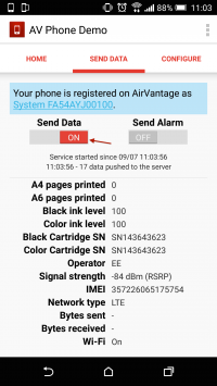 Send data tab AV phone