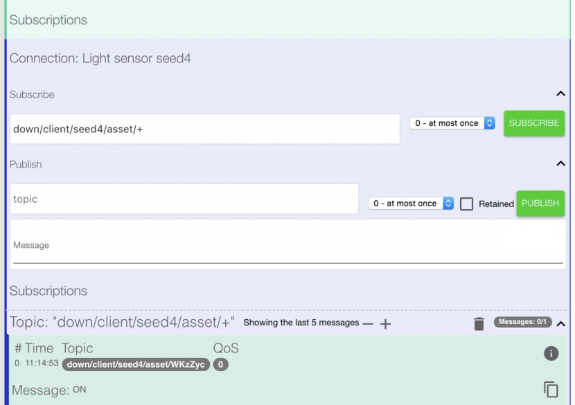 MQTT Lens data sent down to device