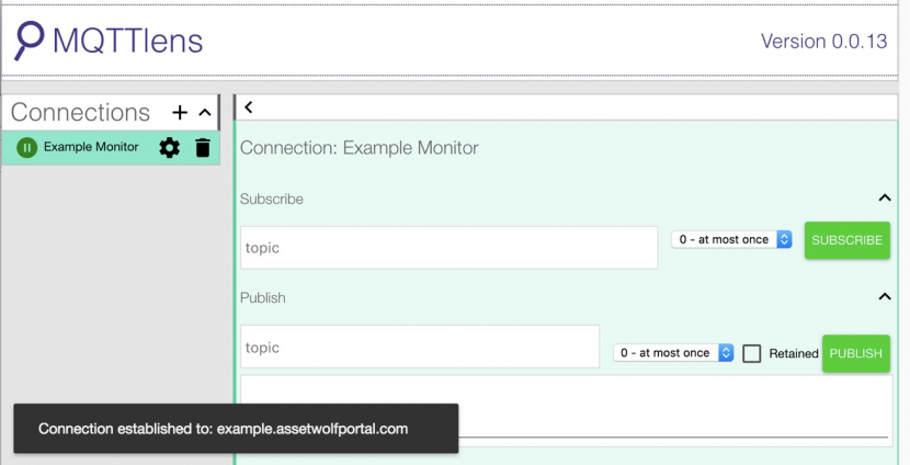 MQTT Lens connection established