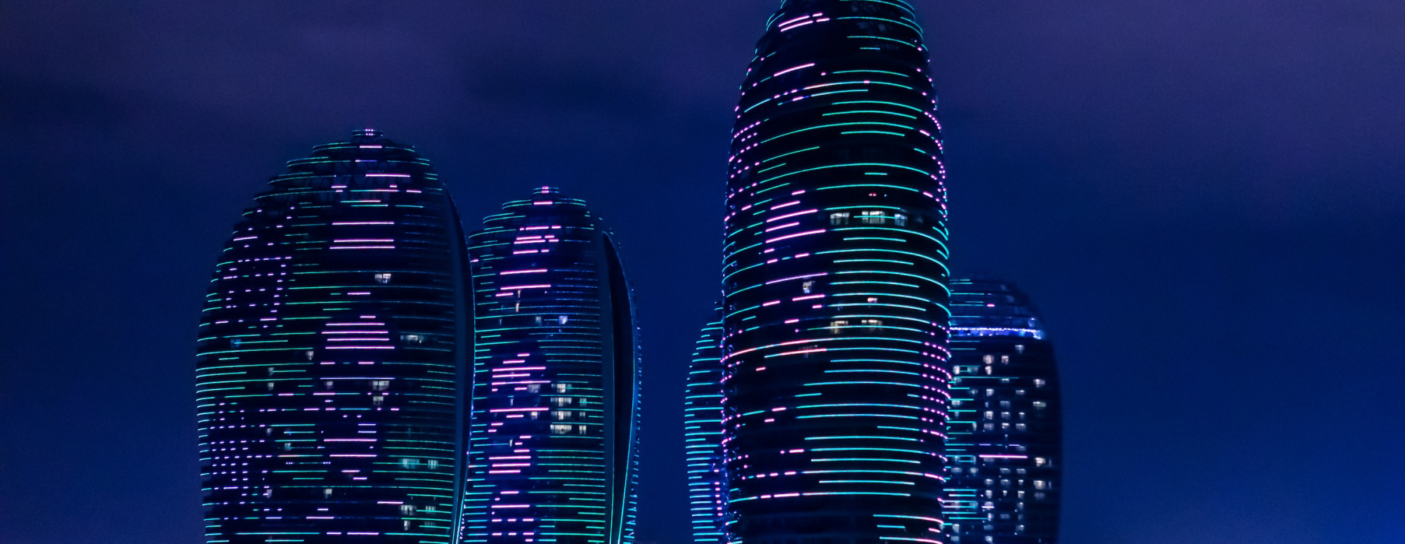 Dark blue modern city skyline